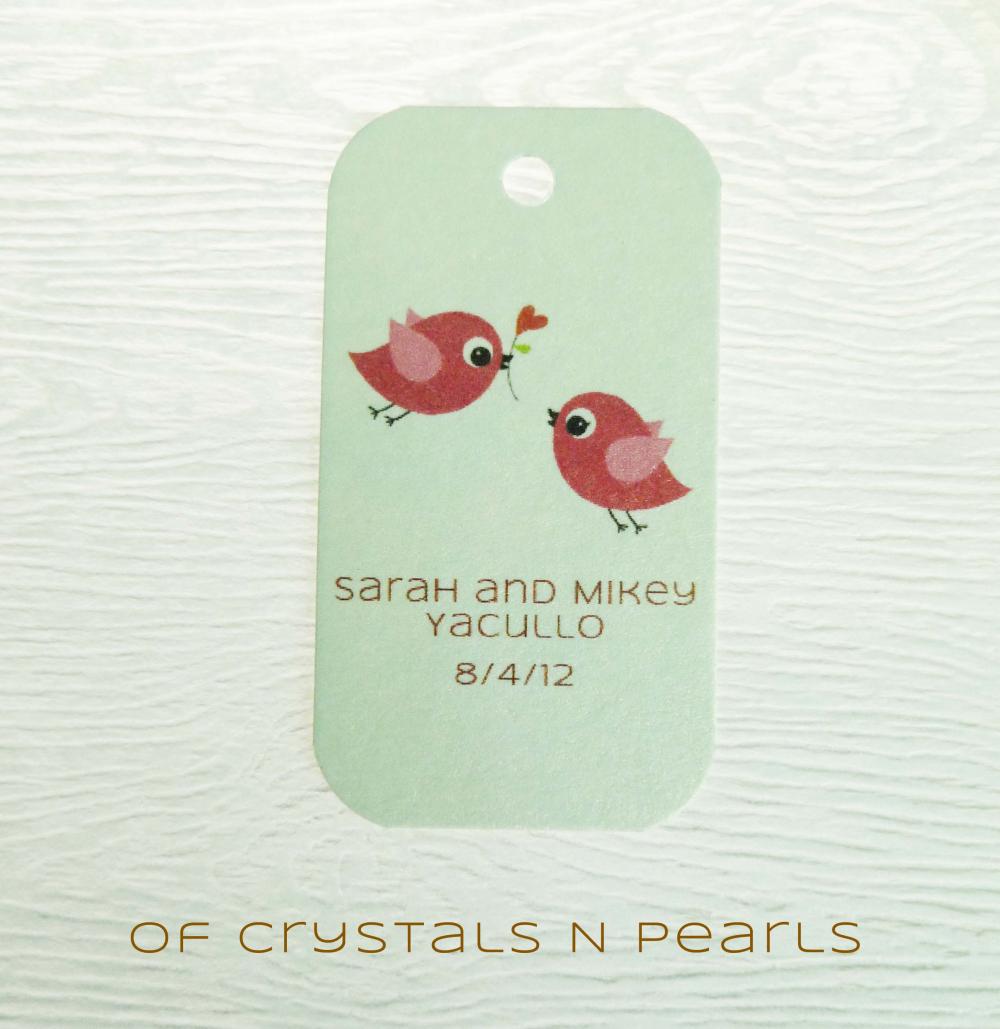 24 Love Birds Customised Gift Tags Wedding Favor Tags Thank